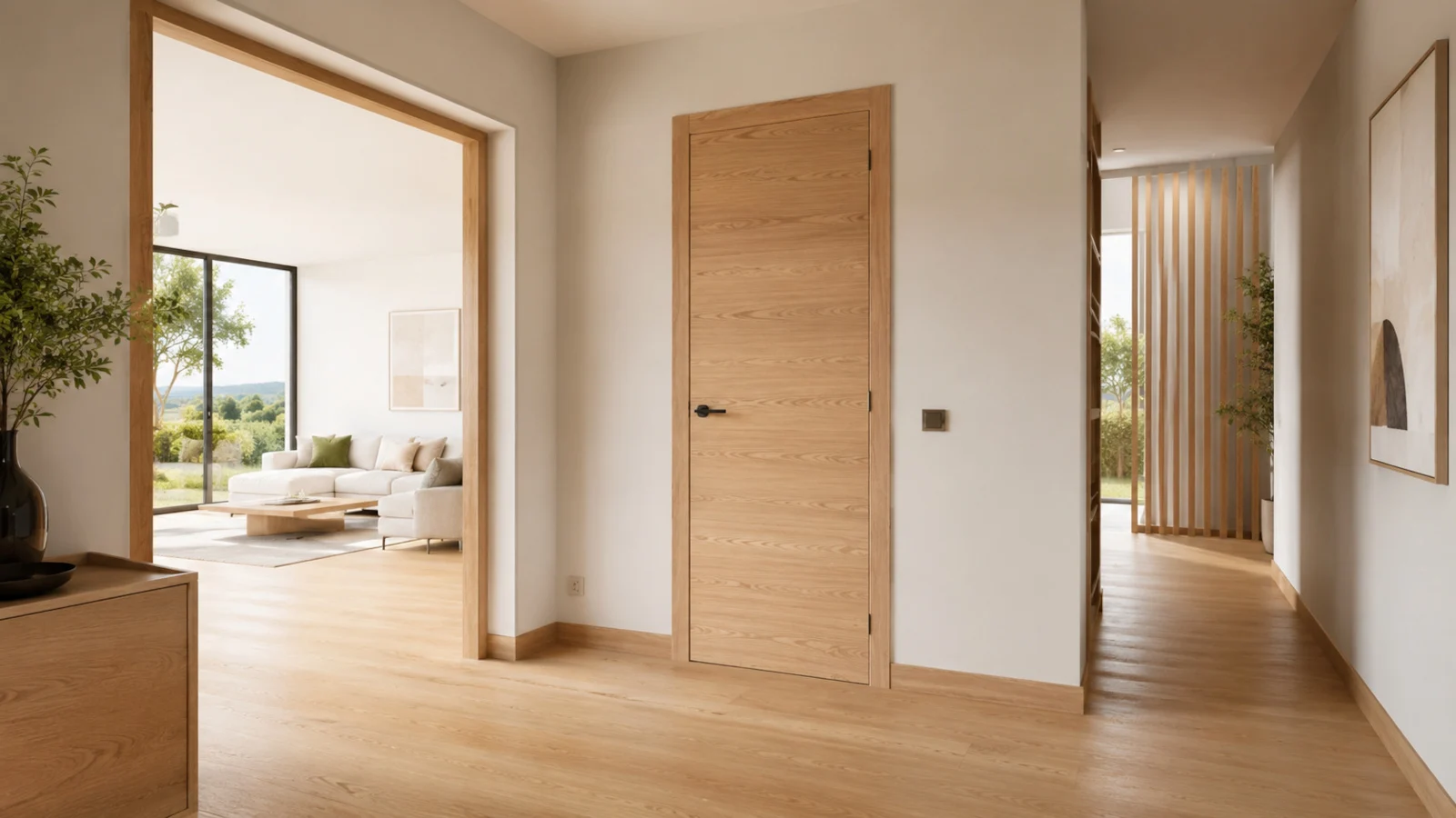 Recibidor con puertas interiores de madera