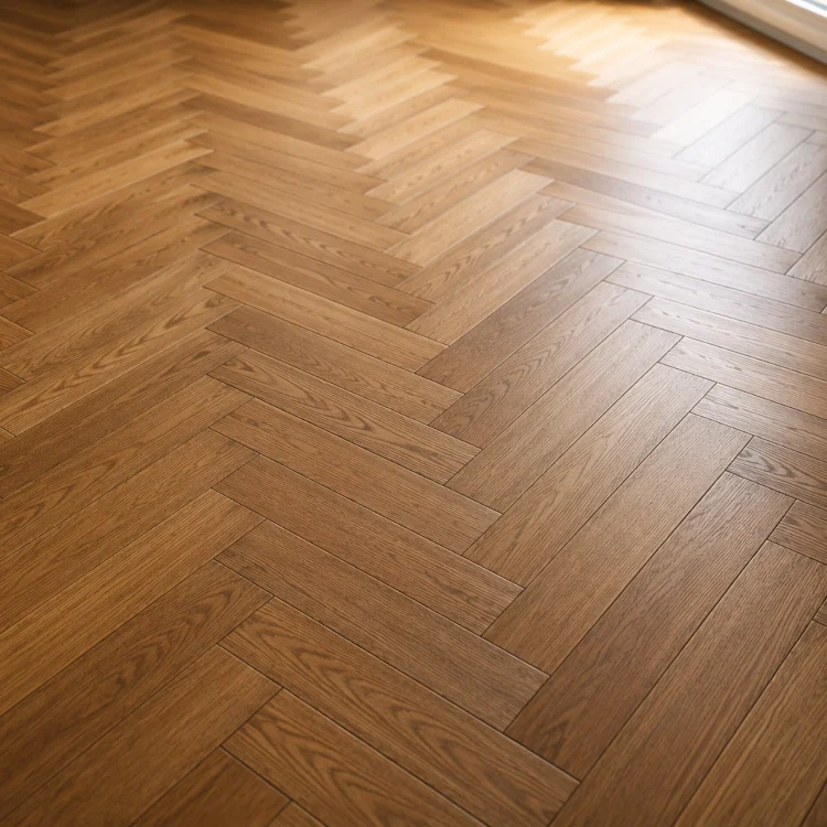 Parquet en espiga después de la restauración